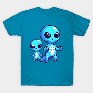 Blue Alien Pixel T-Shirt